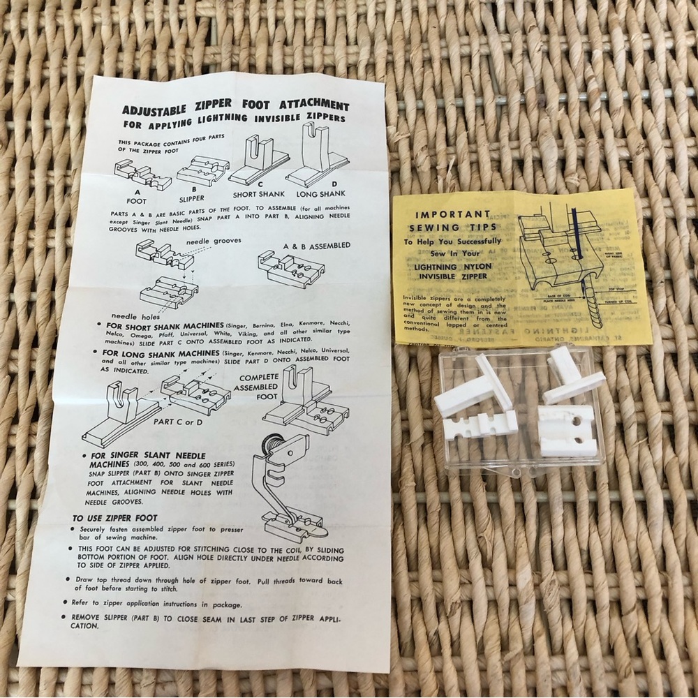 80's "Adjustable Zipper Foot Attachment - Sewing Tool - Seamstress